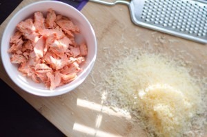 Flaked Salmon and Grated Parmesan Cheese