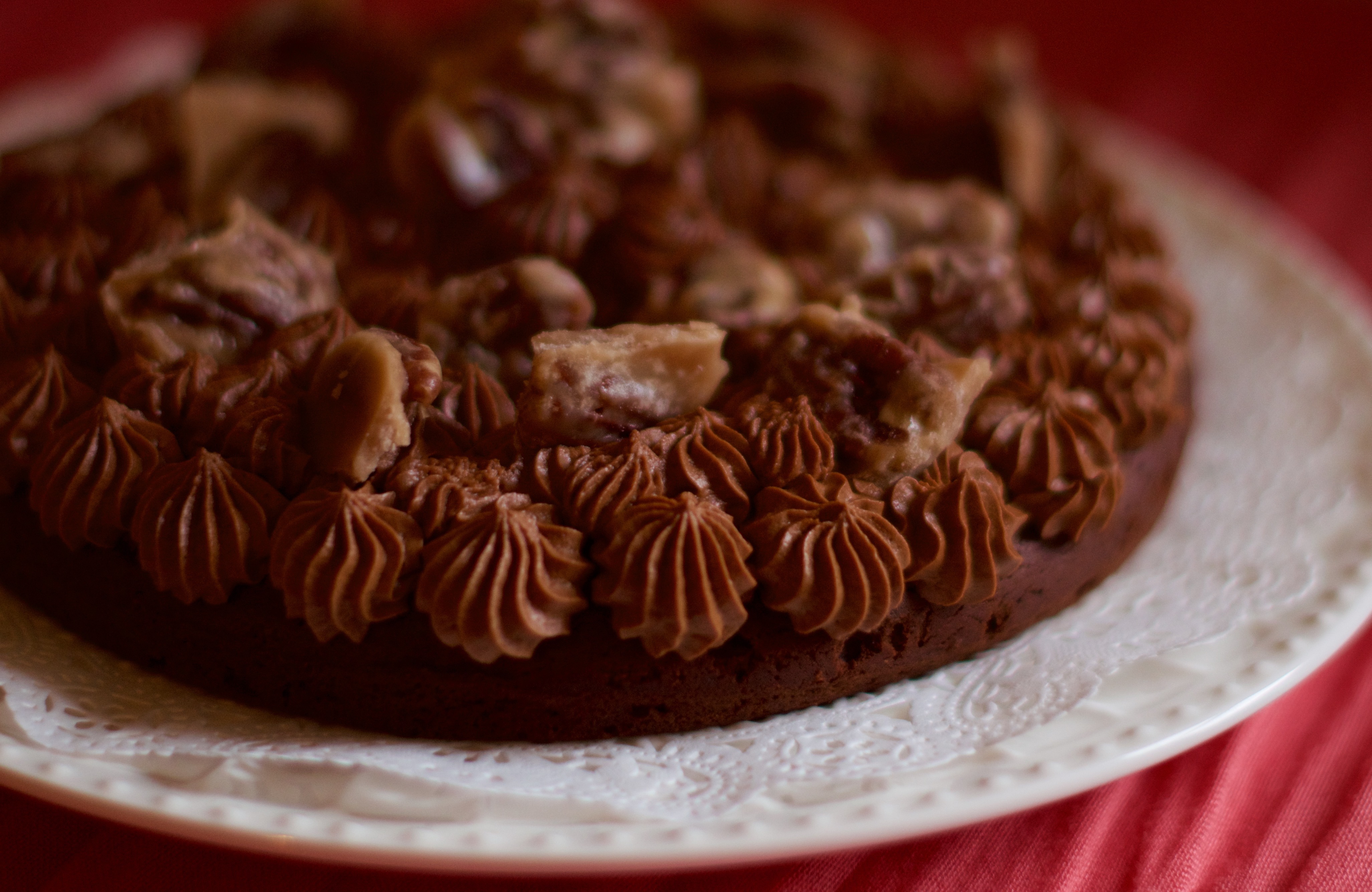 Caramel Chestnut Chocolate Cake {gluten-free}